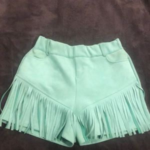 Crazy train stretchy fringe shorts